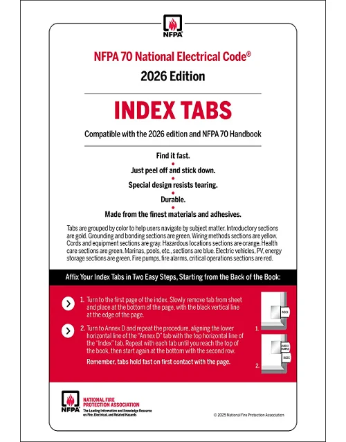 2026 NEC Index Tabs — National Electrical Code Accessory — cover